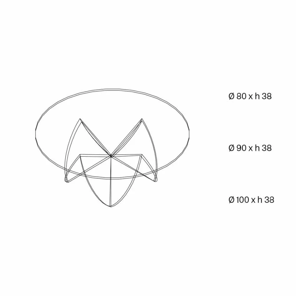 Konferenční stolek do obývacího pokoje s průhledným skleněným květem a kyselinovou základnou 3 velikosti - Fiorella Viadurini