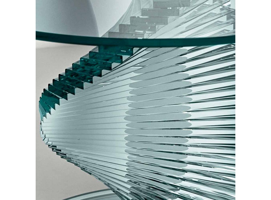 Konferenční stolek do obývacího pokoje z průhledného spirálového skla a otočné základny - Spirulo Viadurini