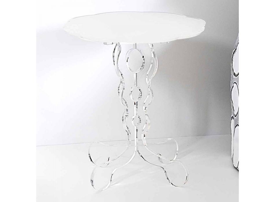 Bílý kulatý stůl o průměru 36 cm Moderní design Janis, made in Italy