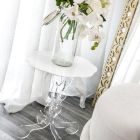 Bílý kulatý konferenční stolek, průměr 36cm, moderní design Janis, vyrobený v Itálii Viadurini