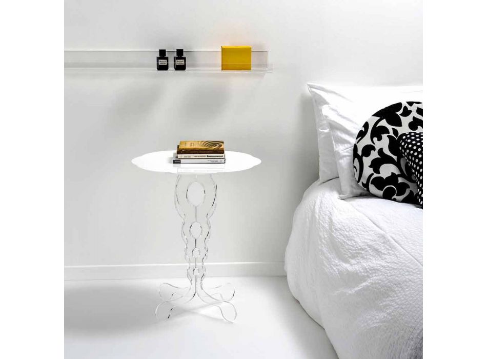 Bílý kulatý stůl o průměru 50 cm Moderní design Janis, made in Italy