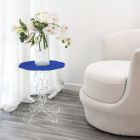 Kulatý modrý konferenční stolek, průměr 36 cm, moderní design Janis, vyrobený v Itálii Viadurini