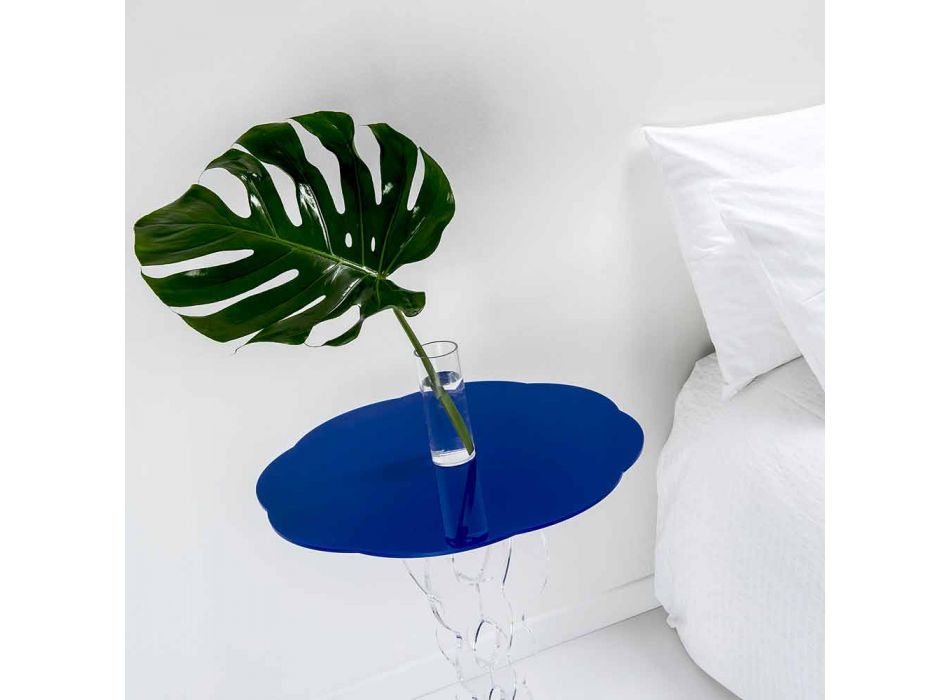 Modrý kulatý stůl o průměru 50 cm Janis moderní design, vyrobeno v Itálii Viadurini