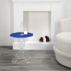 Kulatý modrý konferenční stolek průměr 50 cm Janis moderní design, vyrobený v Itálii Viadurini
