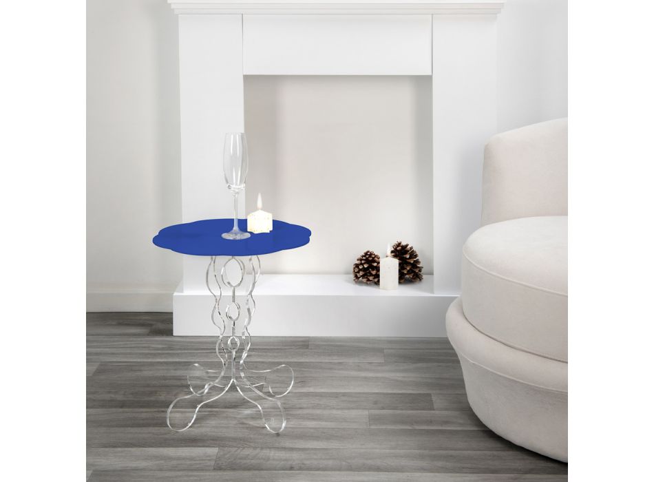 Kulatý modrý konferenční stolek průměr 50 cm Janis moderní design, vyrobený v Itálii Viadurini