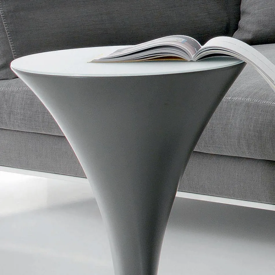 Kulatý konferenční stolek ve tvaru lodi z kovu a leptaného skla - nastupování Viadurini