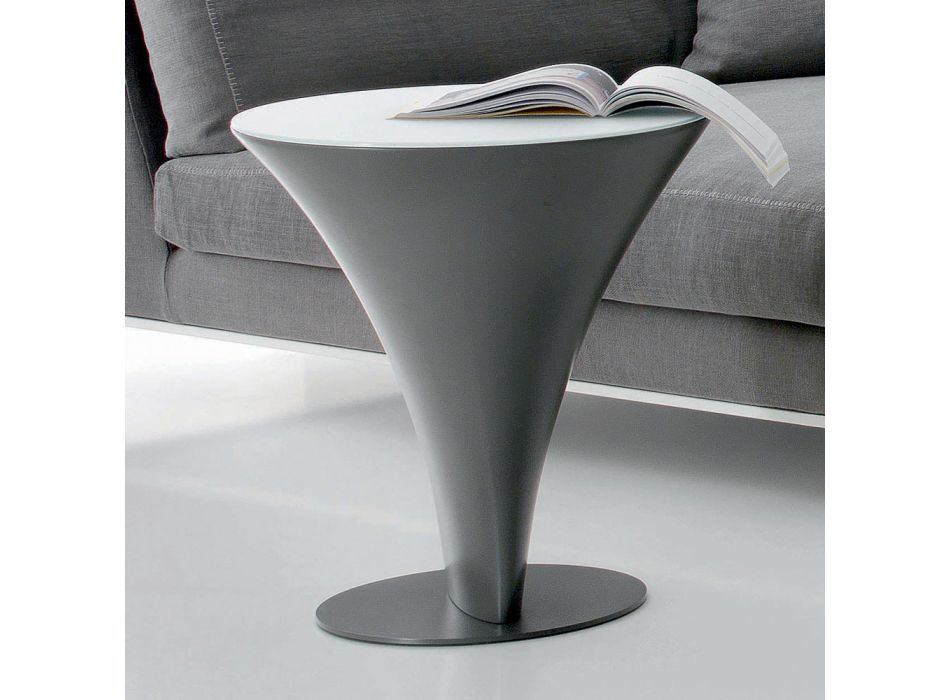 Kulatý konferenční stolek ve tvaru lodi z kovu a leptaného skla - nastupování Viadurini