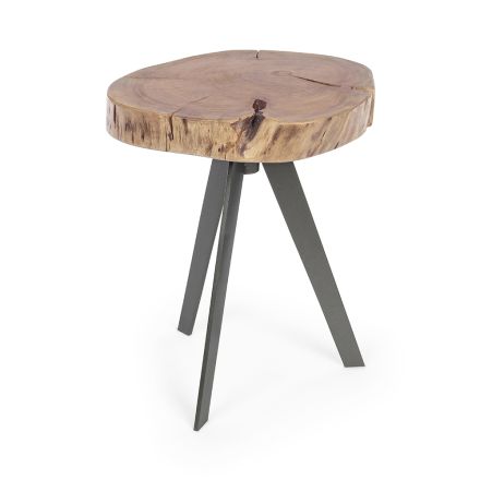 Kulatý konferenční stolek v kufru ze dřeva a oceli Homemotion - Tancredi Viadurini