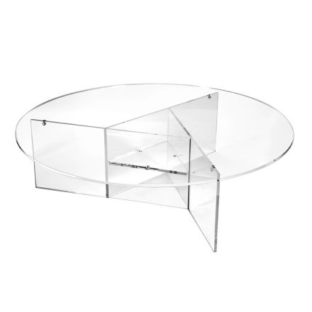 Kulatý konferenční stolek do obývacího pokoje z průhledného plexiskla - Dazeglio Viadurini