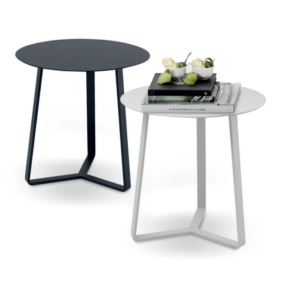 Kulatý venkovní konferenční stolek z epoxidového práškově lakovaného hliníku - Mitch Viadurini