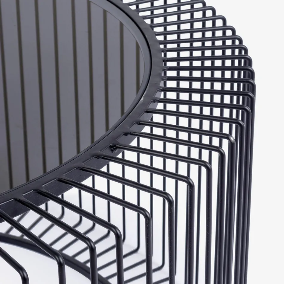 Kulatý konferenční stolek z lakované oceli a tvrzeného skla - Apuleio Viadurini