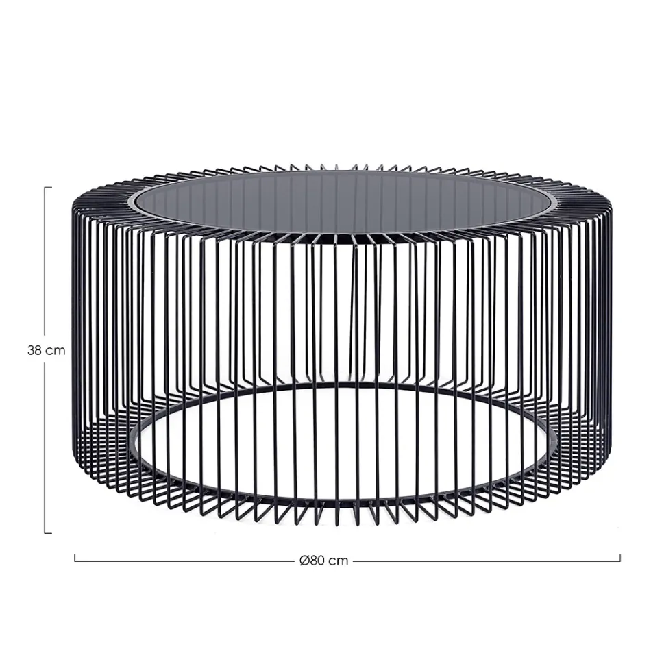 Kulatý konferenční stolek z lakované oceli a tvrzeného skla - Apuleio Viadurini