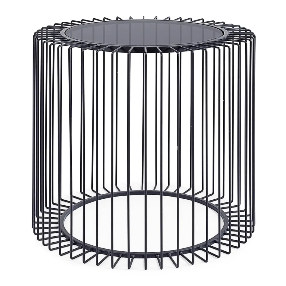 Kulatý konferenční stolek z lakované oceli a tvrzeného skla - Apuleio Viadurini