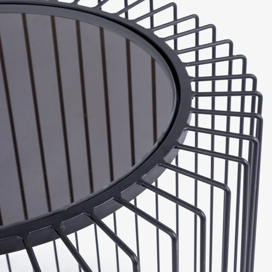 Kulatý konferenční stolek z lakované oceli a tvrzeného skla - Apuleio Viadurini