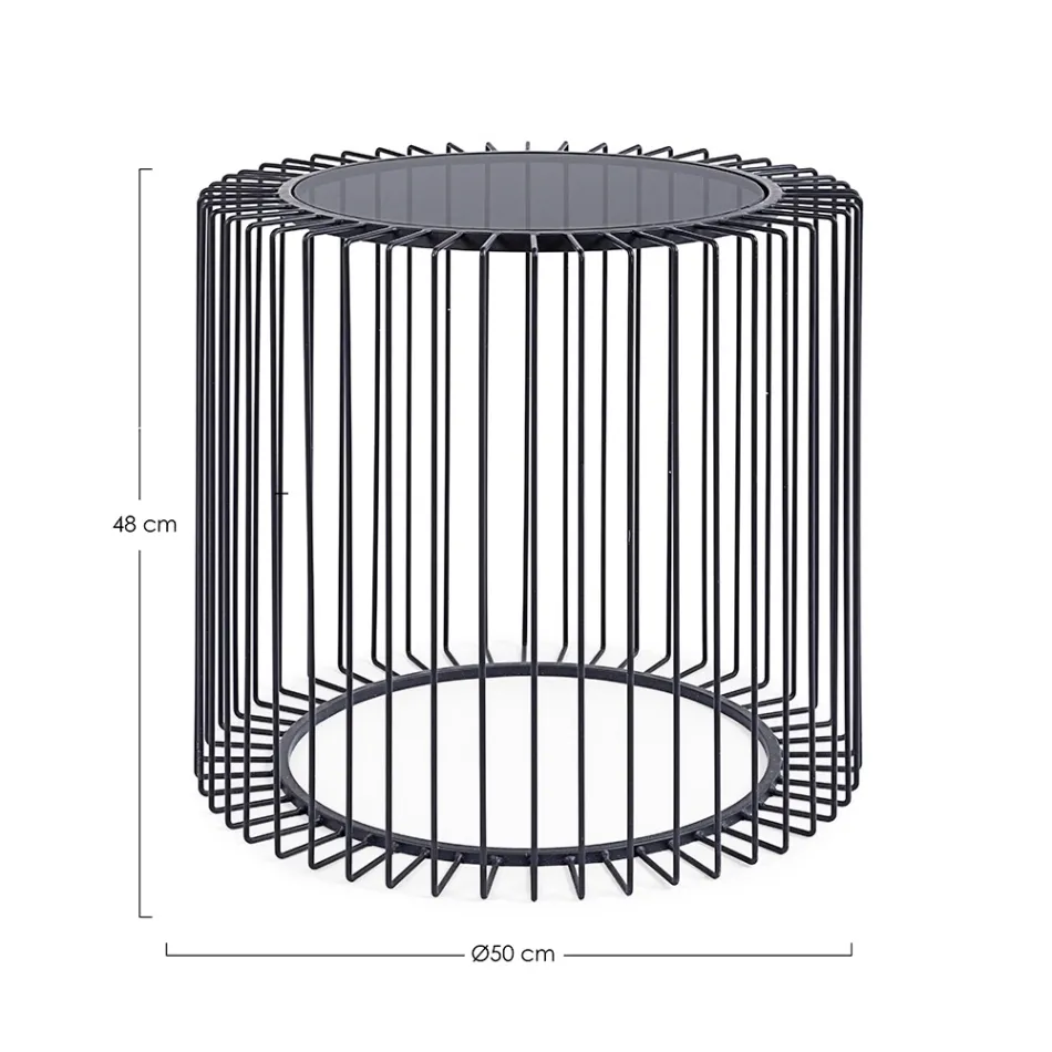 Kulatý konferenční stolek z lakované oceli a tvrzeného skla - Apuleio Viadurini