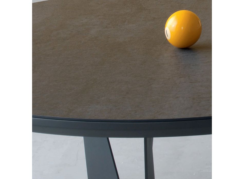 Kulatý konferenční stolek se skloněnou kovovou a keramickou deskou - Coriko Viadurini