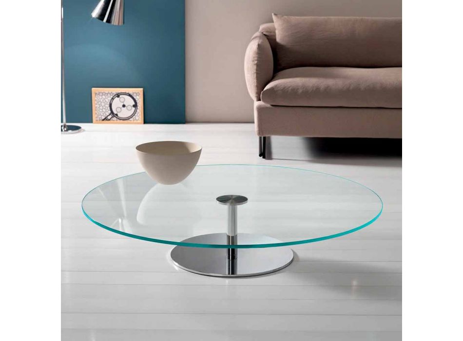 Kulatý konferenční stolek z extra čirého skla - Giovannino Viadurini