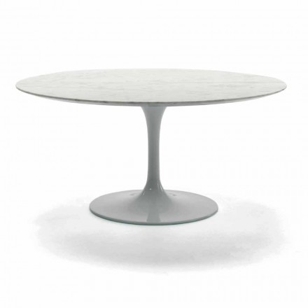 Kulatý konferenční stolek do obývacího pokoje Carrarský mramor nebo Marquinia Made in Italy – dolary Viadurini