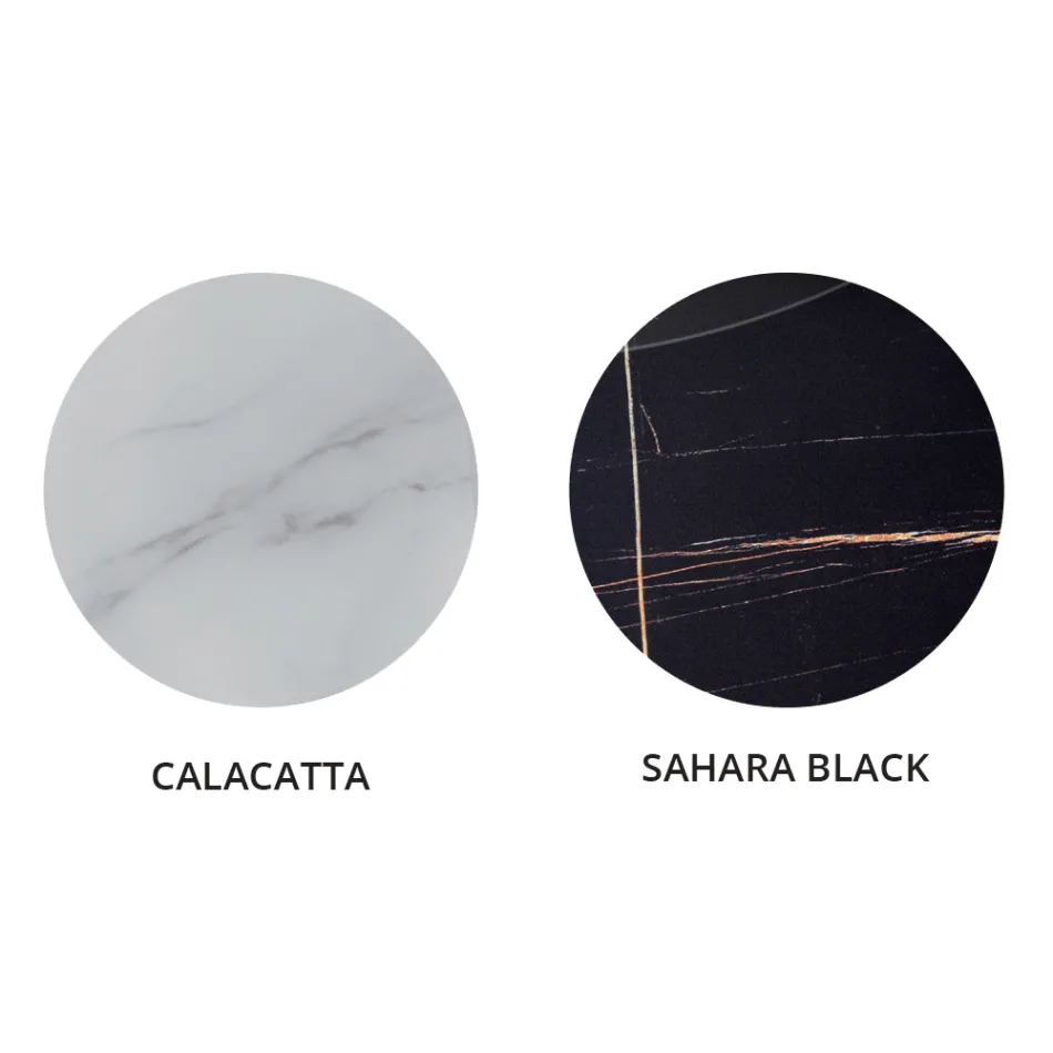 Kulatý konferenční stolek do obývacího pokoje z luxusního kovu a skla s mramorovým efektem - Magali Viadurini