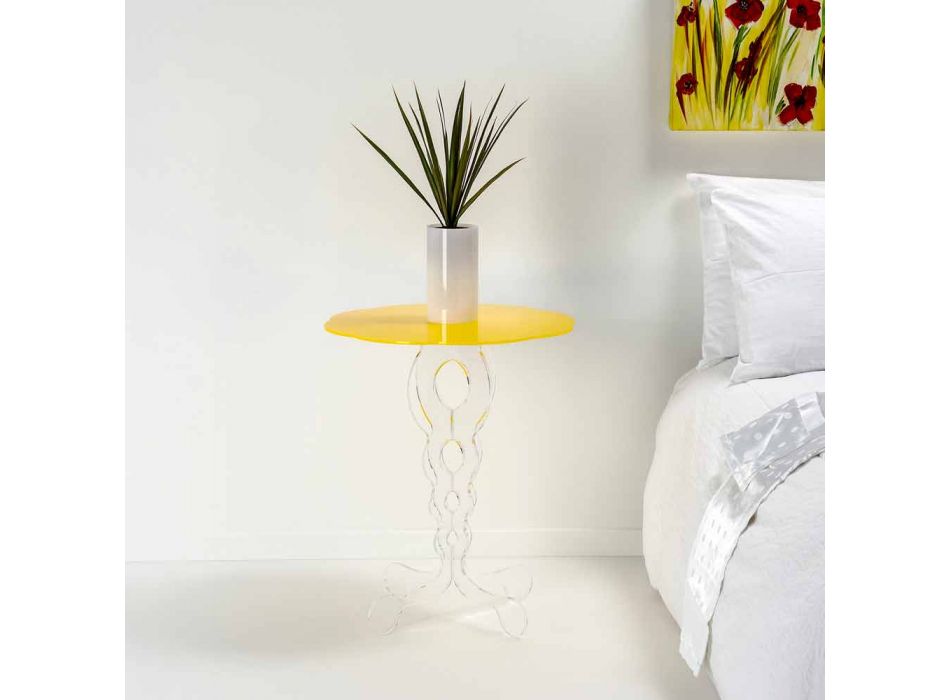 Konferenční stolek kulatý žlutý průměr 50 cm Moderní design Janis, vyrobený v Itálii Viadurini