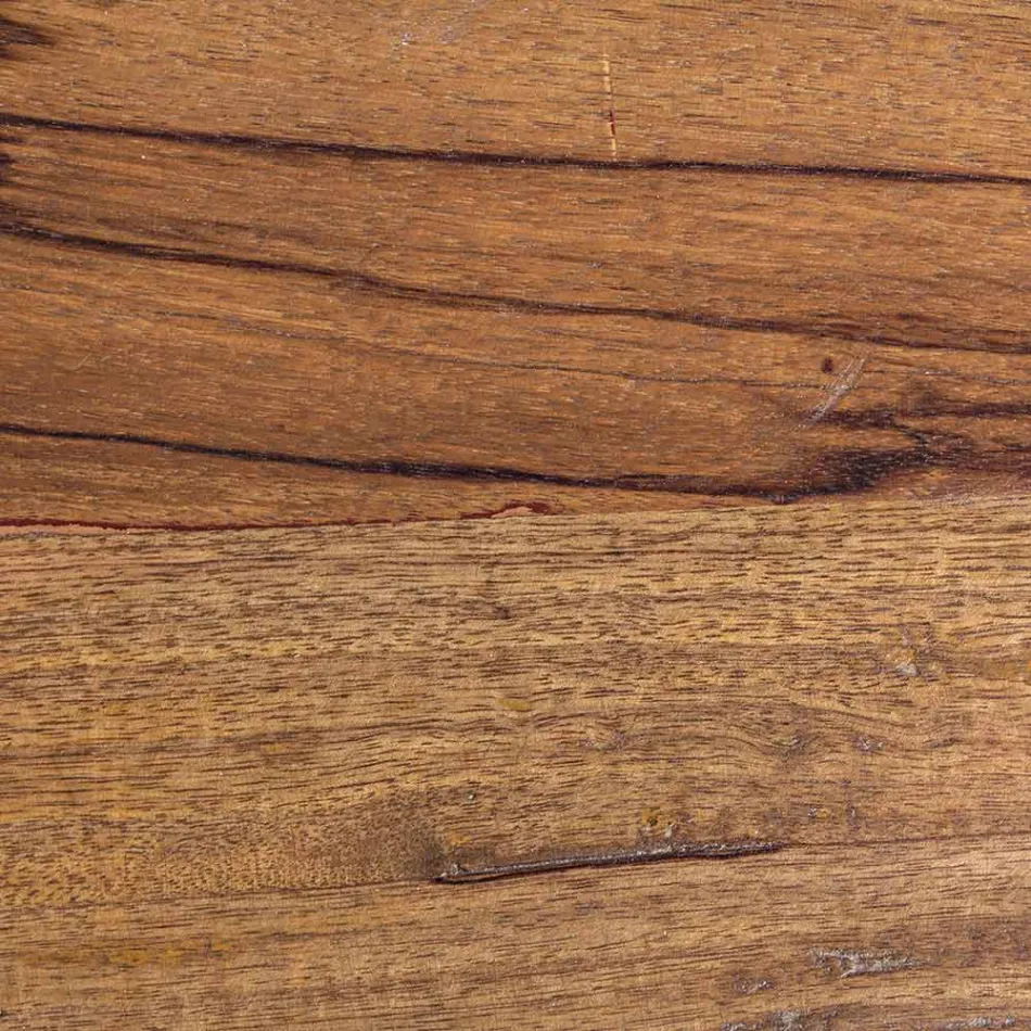 Kulatý konferenční stolek z recyklovaného dřeva a oceli v bílé nebo šedé barvě – Genoveffa Viadurini