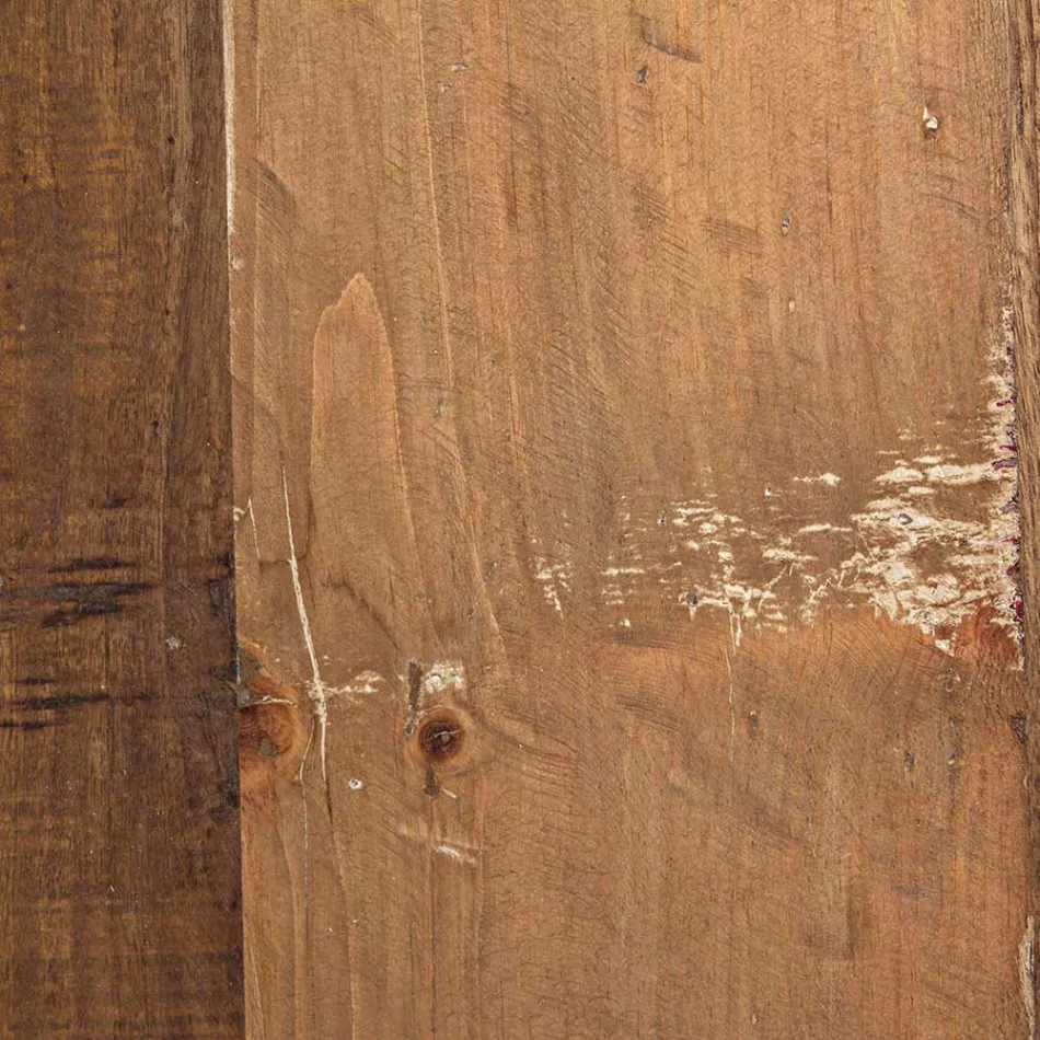 Kulatý konferenční stolek z recyklovaného dřeva a oceli v bílé nebo šedé barvě – Genoveffa Viadurini