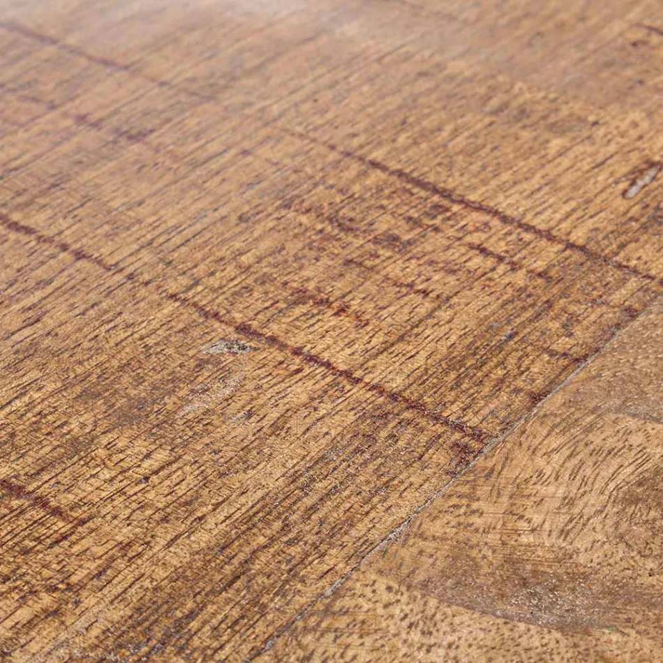 Kulatý konferenční stolek z recyklovaného dřeva a oceli v bílé nebo šedé barvě – Genoveffa Viadurini