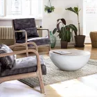 Kulatý konferenční stolek z recyklovaného dřeva a oceli v bílé nebo šedé barvě – Genoveffa Viadurini