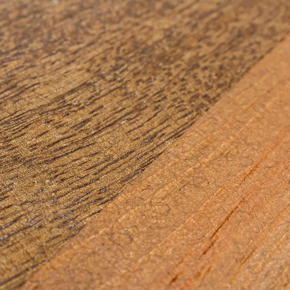 Kulatý konferenční stolek z recyklovaného dřeva a oceli v bílé nebo šedé barvě – Genoveffa Viadurini