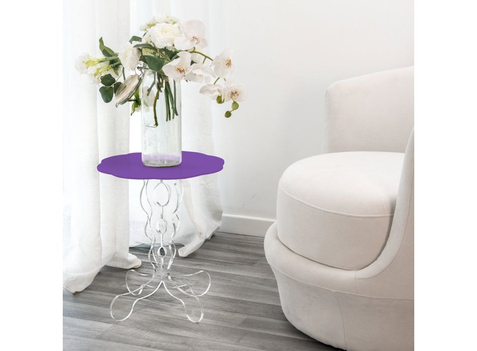 Kulatý levandulový konferenční stolek 50 cm moderního designu Janis, vyrobený v Itálii Viadurini