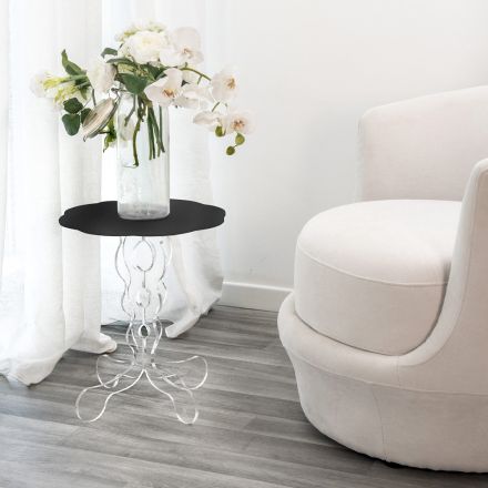 Kulatý černý konferenční stolek průměr 36 cm moderní design Janis, vyrobený v Itálii Viadurini