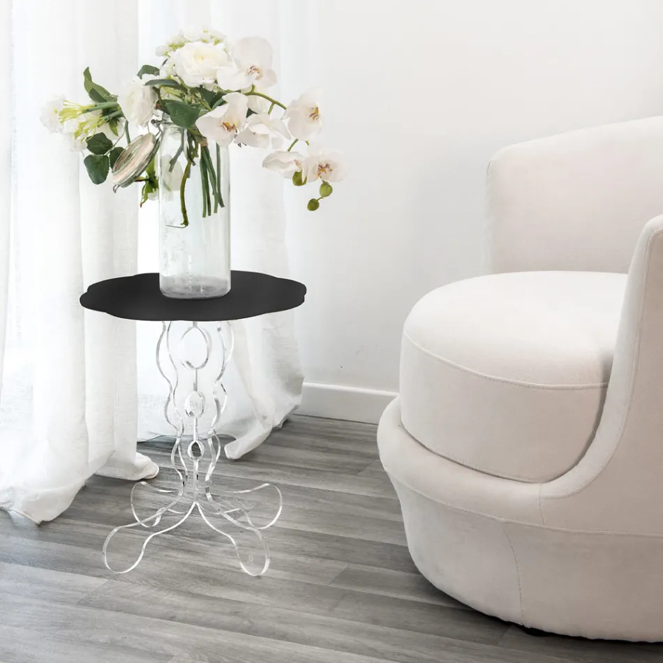 Kulatý černý konferenční stolek průměr 36 cm moderní design Janis, vyrobený v Itálii Viadurini