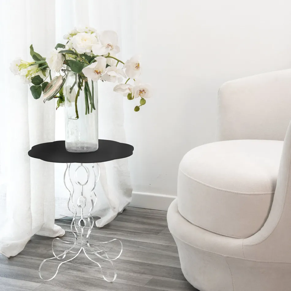 Kulatý černý konferenční stolek průměr 50 cm Janis moderní design, vyrobený v Itálii Viadurini