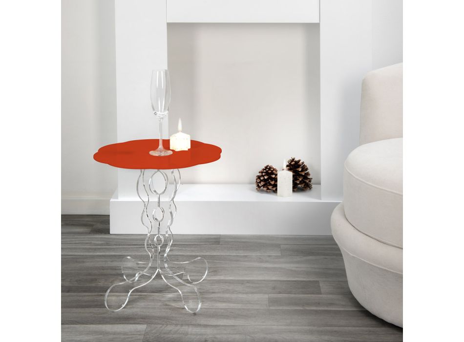 červená kulatý stůl o průměru 36 cm Janis moderní design, vyrobeno v Itálii Viadurini