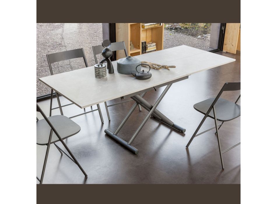 Transformovatelný konferenční stolek s nastavitelnou výškou až 82 cm Made in Italy - Kolečko Viadurini