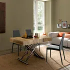 Transformovatelný designový konferenční stolek ze dřeva a černého kovu vyrobený v Itálii - Niverio Viadurini