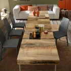 Transformovatelný designový konferenční stolek ze dřeva a černého kovu vyrobený v Itálii - Niverio Viadurini