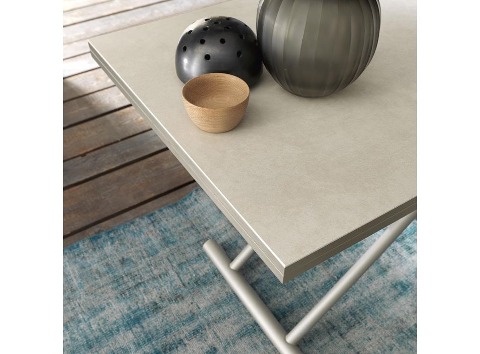 Transformovatelný konferenční stolek v kovovém a keramickém designu Made in Italy - Saturn Viadurini