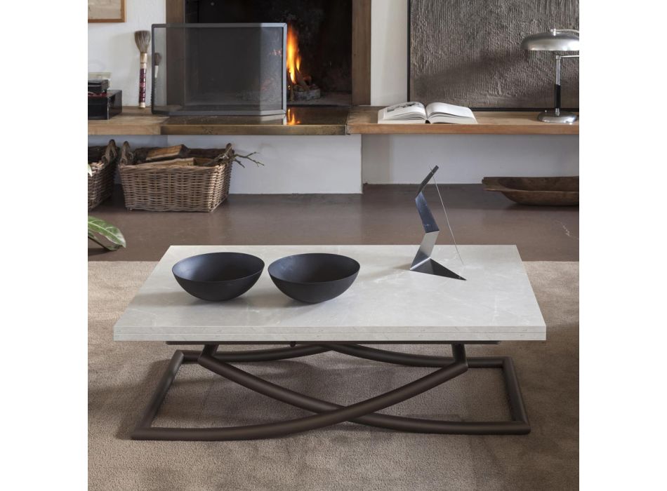 Transformovatelný konferenční stolek v dřevěném jídelním stole Made in Italy - Aikido Viadurini