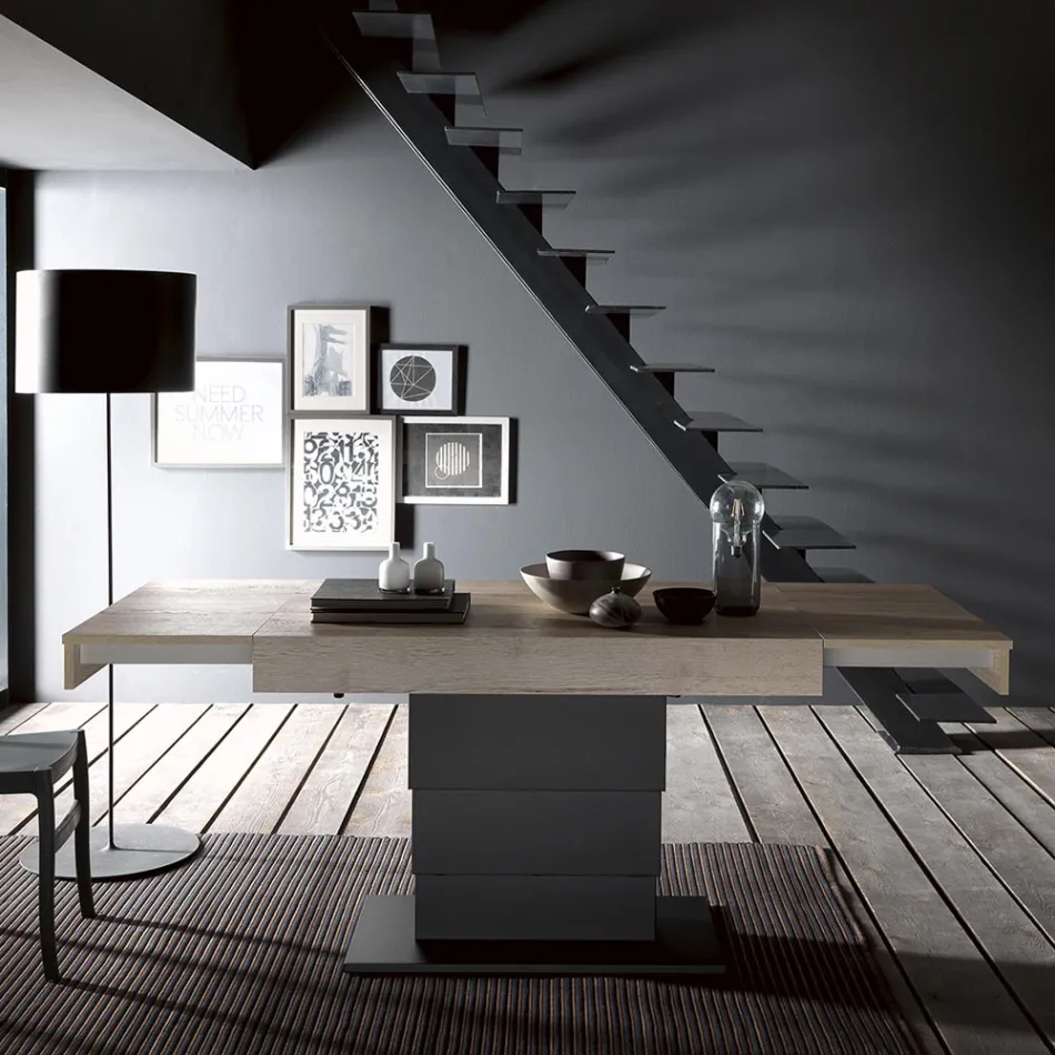 Transformovatelný konferenční stolek v dřevěném jídelním stole Made in Italy - Polar Viadurini