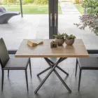 Konferenční stolek přeměnitelný na jídelní stůl Dřevěná deska a kovová základna - broskev Viadurini