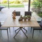 Konferenční stolek přeměnitelný na jídelní stůl Dřevěná deska a kovová základna - broskev Viadurini