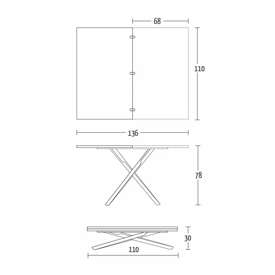 Konferenční stolek přeměnitelný na jídelní stůl Dřevěná deska a kovová základna - broskev Viadurini