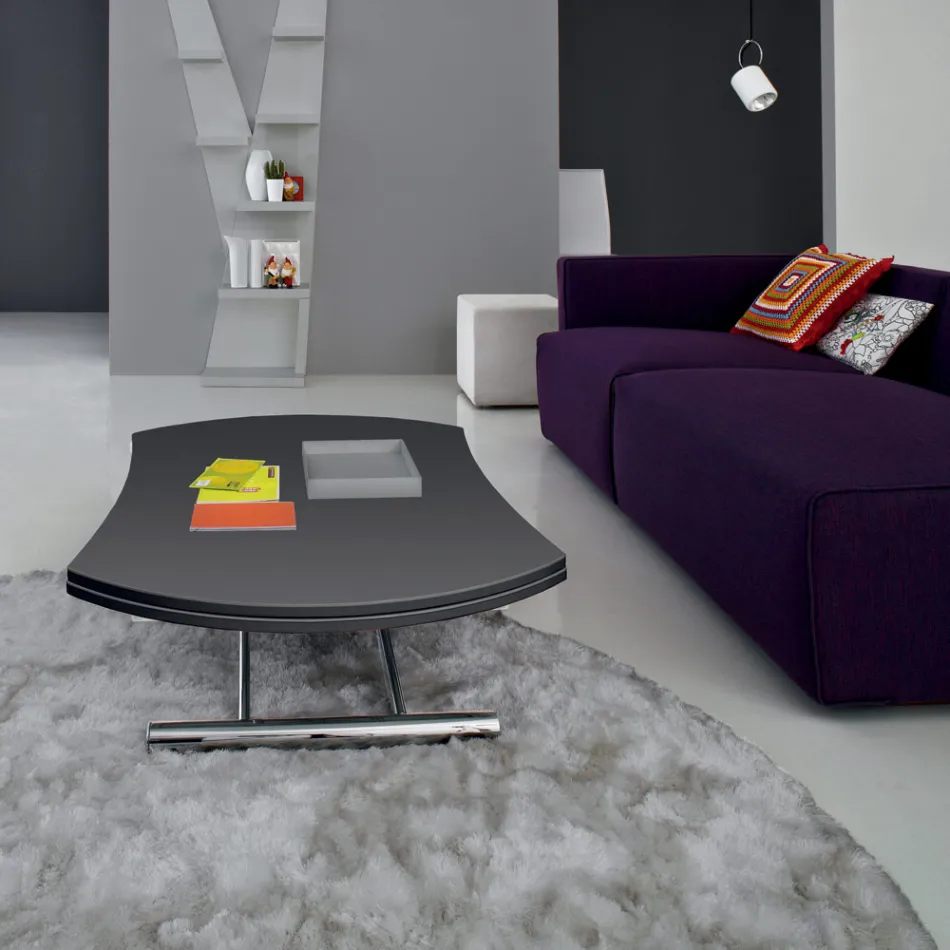 Transformovatelný konferenční stolek z kulatého kovového a skleněného jídelního stolu - Giordana Viadurini