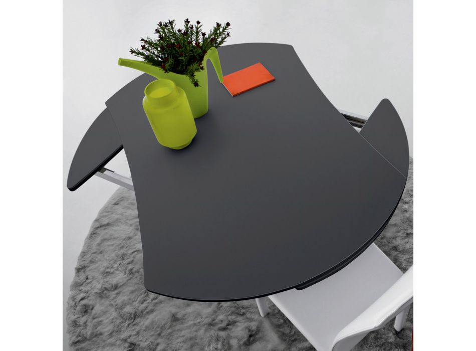 Transformovatelný konferenční stolek z kulatého kovového a skleněného jídelního stolu - Giordana Viadurini