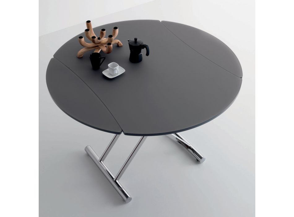 Transformovatelný konferenční stolek z kulatého kovového a skleněného jídelního stolu - Giordana Viadurini