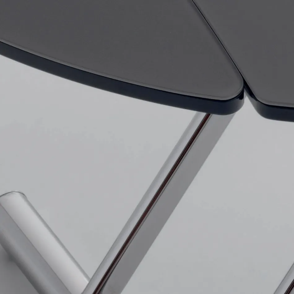 Transformovatelný konferenční stolek z kulatého kovového a skleněného jídelního stolu - Giordana Viadurini