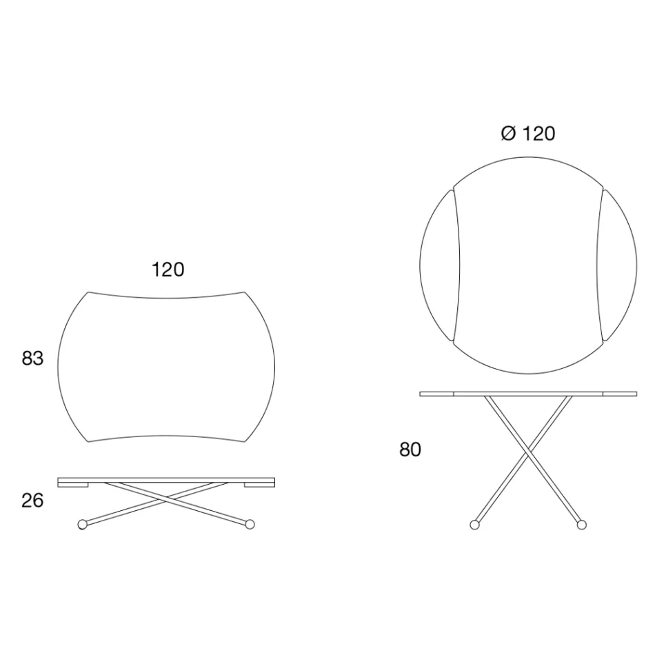 Transformovatelný konferenční stolek z kulatého kovového a skleněného jídelního stolu - Giordana Viadurini