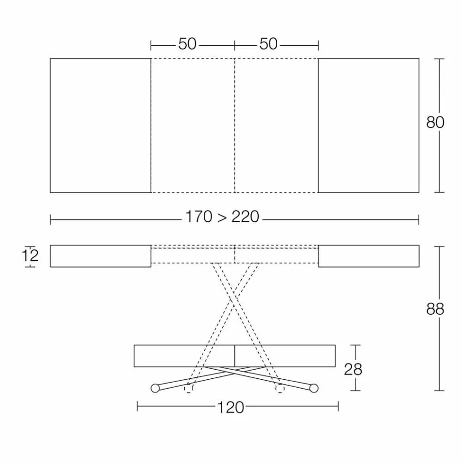 Moderní transformovatelný konferenční stolek s efektem Malty Top vyrobený v Itálii - Patroclus Viadurini