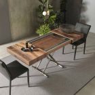Moderní transformovatelný konferenční stolek ze dřeva a kovu, vyrobený v Itálii - Spirit Viadurini